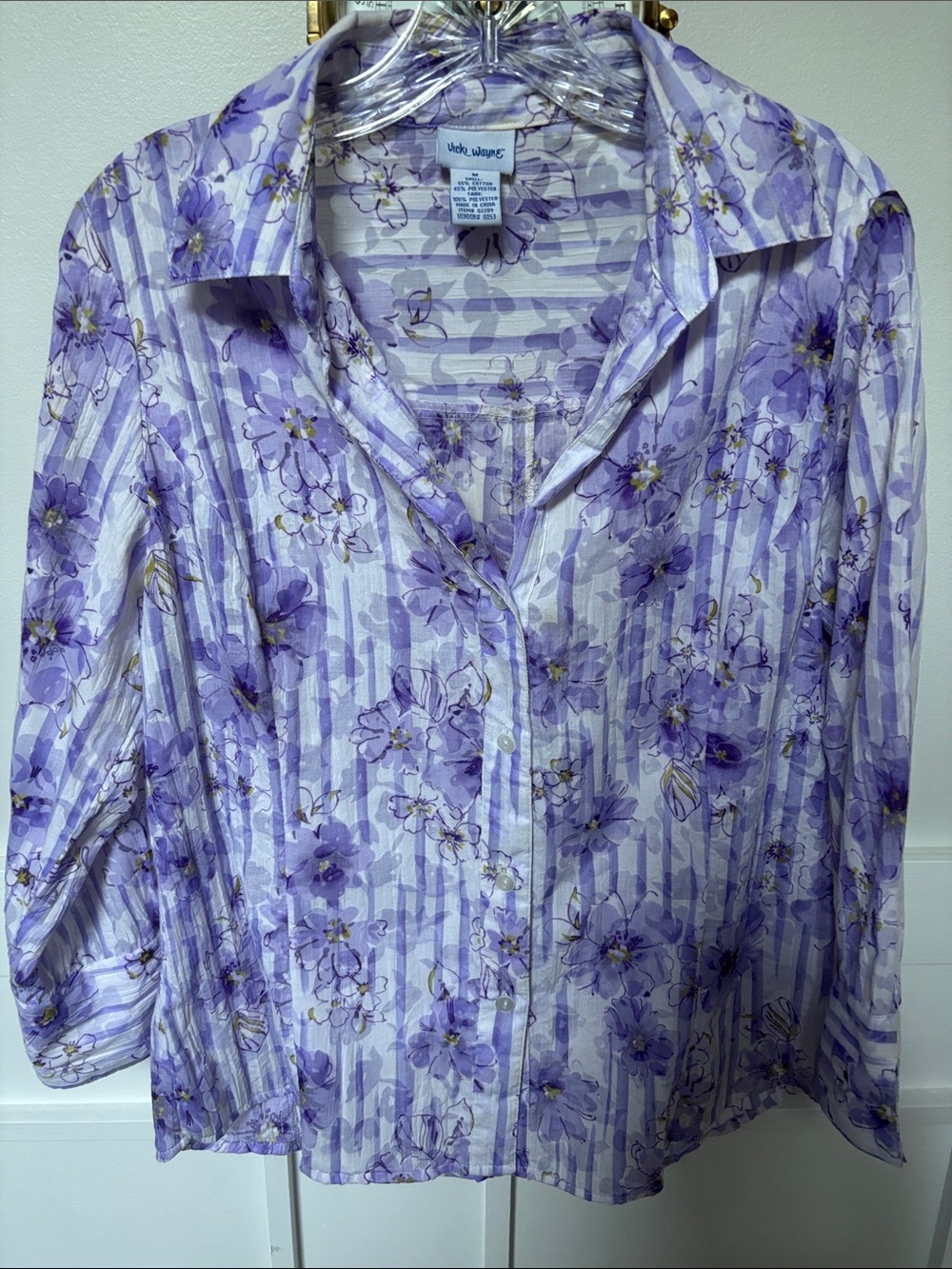 Lavender Floral Button-Front Women's Top by Vicki Wayne